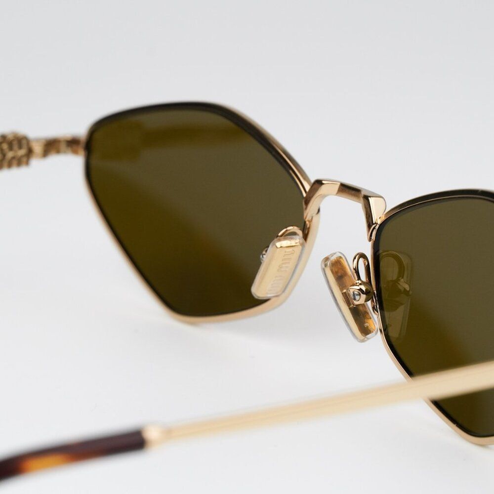 NEW Miu Miu MU56ZS 5AK09Z Gold Dark Brown Geometric Unisex Sunglasses MU 56ZS - Picture 6 of 14